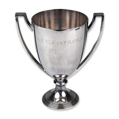 Christofle Silver-Plated SS Ile de France 1930s Trophy Cup