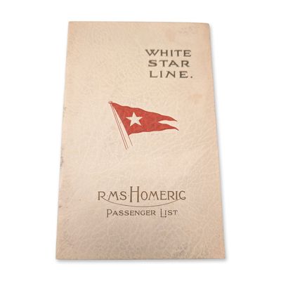 White Star Line RMS Homeric 1928 Passenger List