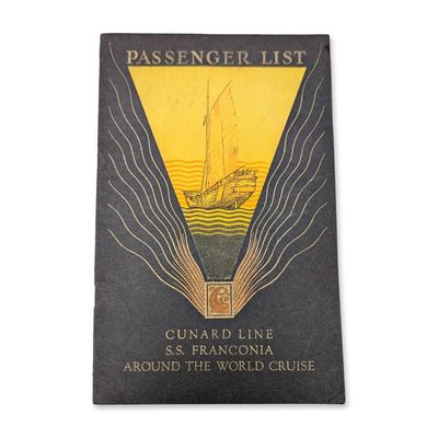 2pc Cunard RMS Franconia 1929 World Cruise Ephemera Group