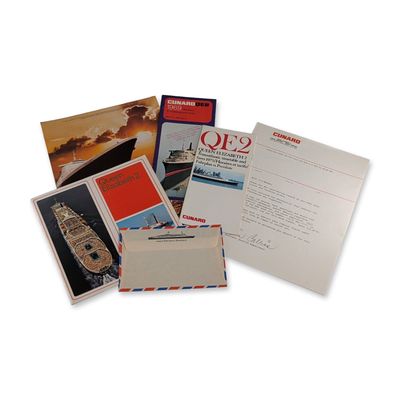 6pc of Cunard Queen Elizabeth 2 Ephemera Collection