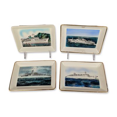 4pc Mid-Century Ceramic Souvenir Pin Trays