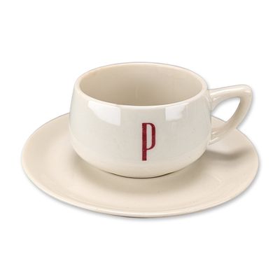 2pc Mayer China Panama Line Ceramic Cup and Saucer Set