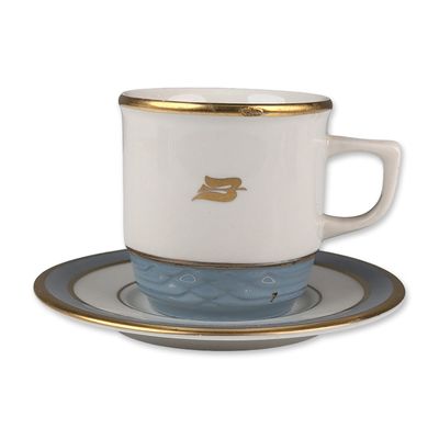2pc Sterling China Royal Viking Line Mid-Century Modern Gilt Porcelain Cup and Saucer