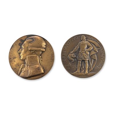 2 French Line Bronze Medals, Lafayette and Champlain
