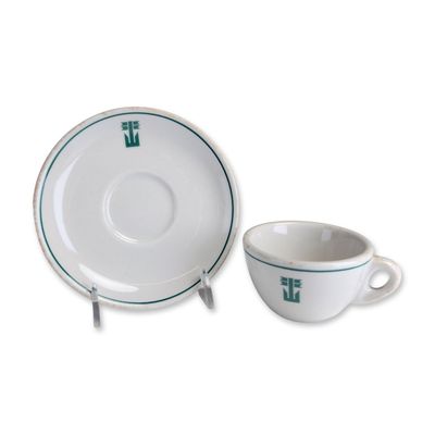 2pc Richard Ginori Italian Line Finmare Porcelain Demitasse and Saucer Set