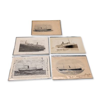 5pc Collection of Clyde Steamship Company Postcards and Photographs