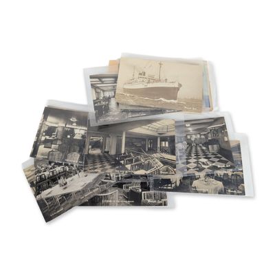 14pc Collection of French Line Ocean Liner Postcards and Normandie Souvenir Booklets