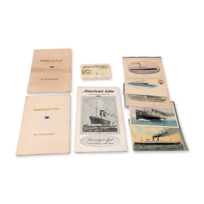 9pc American Line Ocean Liner Ephemera Collection
