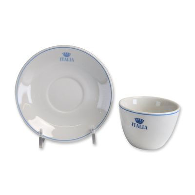 2pc Verbano Porcellana di Laveno Italian Line Demitasse Cup and Saucer