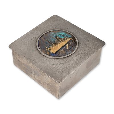 Blue Star Line TSS Vandyck English Silver Plated Maritime Miniature Box