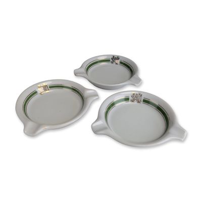 3pc NASM Holland America Line Porcelain Individual Ashtrays