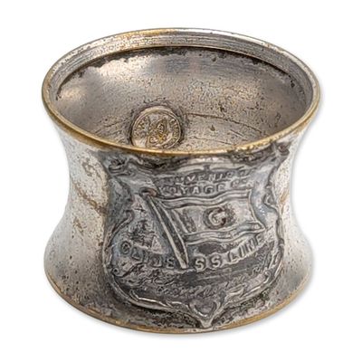 Clyde Steamship Co. SS Comanche Silver-Plated Souvenir Napkin Ring