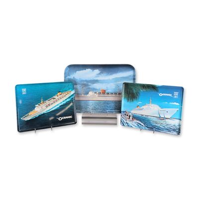 3pc Home Lines Oceanic Souvenir Serving Trays
