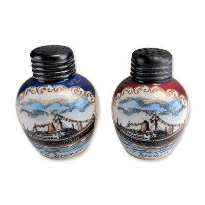 2pc Bavarian TS Bremen Ocean Liner Porcelain Salt and Pepper Shakers