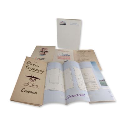5pc Mid-Century Cunard RMS Queen Elizabeth Ephemera Collection