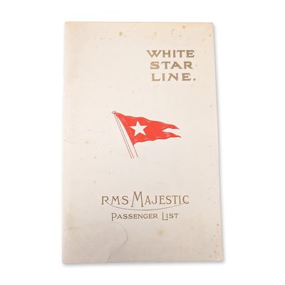 White Star Line 1923 RMS Majestic Passenger List