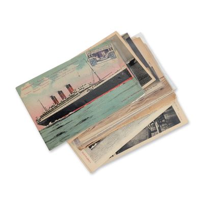 20pc French Line Maritime Ephemera Collection and Paquebot France Envelope of Postcards