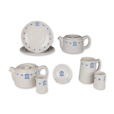 10pc A.J. Wilkinson Royal Staffordshire Pottery Ceramic Greek Line Tea Service Set