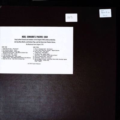 Sale Photo Thumbnail #439: Noel Coward Pacific 1860 Original London Cast Recording LP Show Biz Records