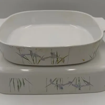 Vintage CorningWare Shadow Iris Casserole Dishes (Set of 2)