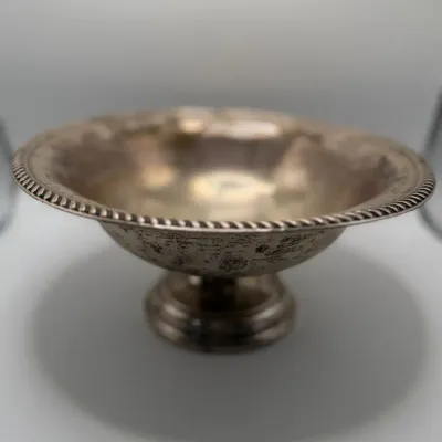 Vintage Sterling Silver Weighted Footed Bowl Compote Dish – Gadroon Rope Rim