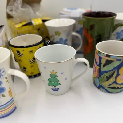 Lot of 6 Collectible Coffee Mugs burton + BURTON Bee Day, PTS Fantasia, Nature's Mark