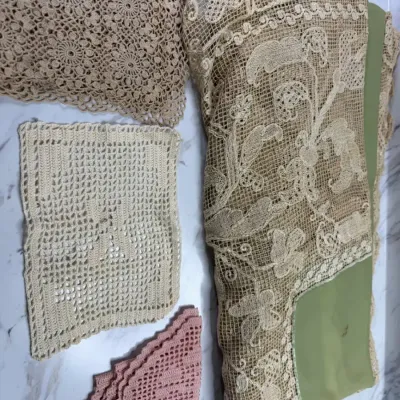 Lot of 4 Vintage & Antique Handmade Lace & Crochet Linens – Edwardian Filet Guipure, Filet Crochet M