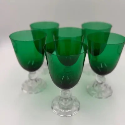 Vintage Anchor Hocking Burple Forest Green Goblets - Set of 6 Mid-Century Inspiration Glasses