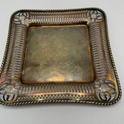 Antique Gorham Co. Silver Soldered Pierced Serving Tray / Dish – Pattern 0526