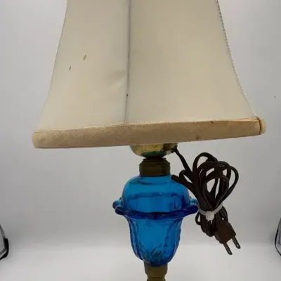 Antique Boston & Sandwich Style Cobalt Blue EAPG Glass Lamp