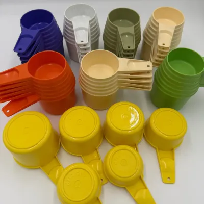 Huge Lot of Vintage Tupperware Nesting Measuring Cups - 8 Stacks Retro Colors