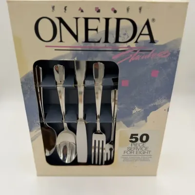 Vintage Oneida Stainless Flatware Set – 50-Piece Service for 8 (New in Box)