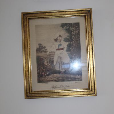 Sale Photo Thumbnail #23: Framed vintage print of "Lady Catherine Pelham Clinton" after Sir Joshua Reynolds, housed in a gilded wood frame.