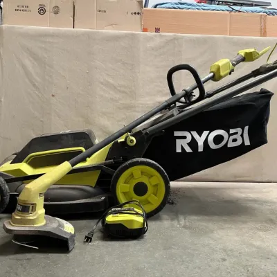 Ryobi mower lawn care set