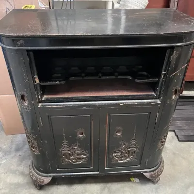 Vintage carved asian bar cabinet