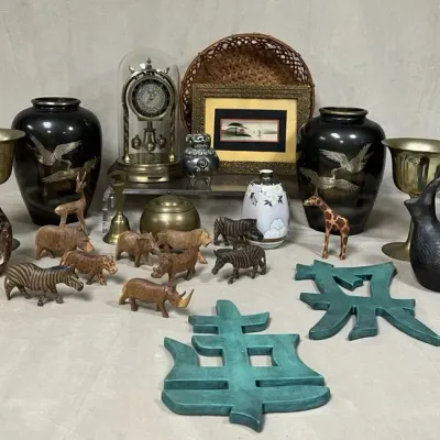 Asian decor featuring schatz clock and brass