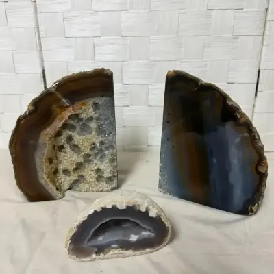 Agate geode bookends crystal geode