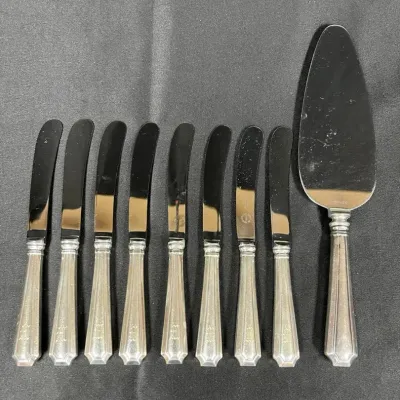 Birks sterling silver butter knives and cake server