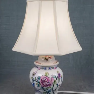 Vintage Small Chinoiserie Floral Ginger Jar Lamp - Shade Not Included 