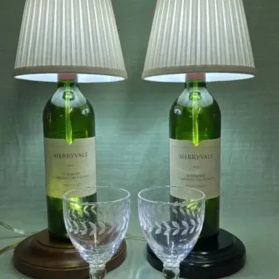 Anchor Hocking Laurel Wine Glasses And Merryvale Starmont Wine Bottle Lamps 