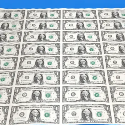 Authentic 2009 Uncut $1 Federal Reserve Notes