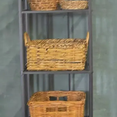 Metal Shelving Unit With Baskets For Storage 