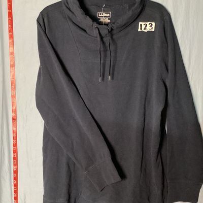 Sale Photo Thumbnail #377: New with tags L.L. Bean Ultrasoft Funnel Neck Pullover sweatshirt in Classic Navy. Features a cozy funnel neck with drawstring, long sleeves, and a relaxed fit. Made from a soft blend of 95% cotton and 5% spandex. Original retail price of $59.95. Measures