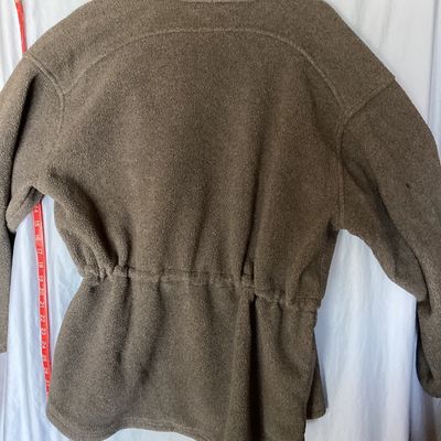 Sale Photo Thumbnail #402: L.L. Bean Outdoors gray fleece jacket featuring a full front zipper, high collar, front pockets, and an adjustable interior cinch drawstring waist. In good pre-owned condition with light signs of wear.