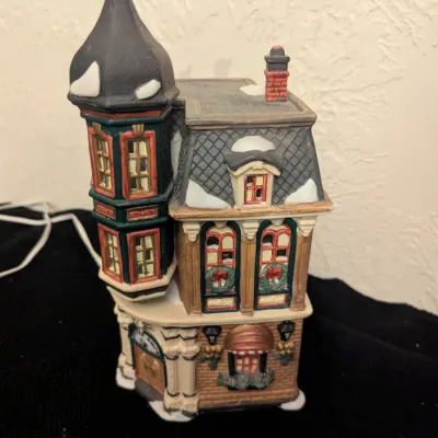 Snow village ceramic building Christmas village Coffee Shop- limited edition "Oh Well" 1993