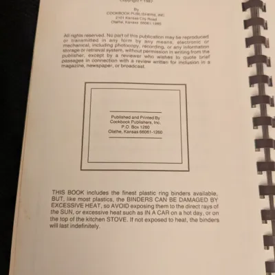 1987 Friendly Free Will Baptist Church Cookbook