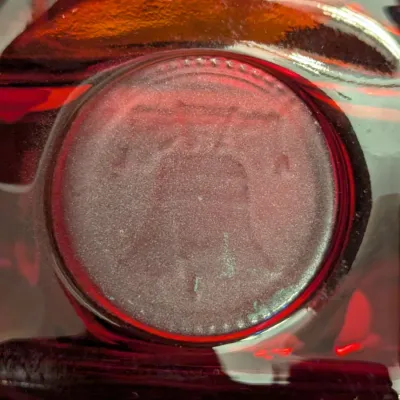 Fostoria Ruby Red Glass Coin Pattern Covered Candy Dish