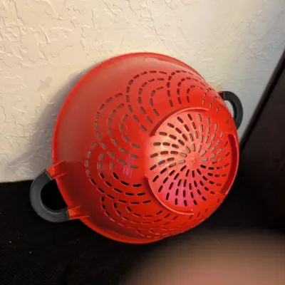 Farberware Red Plastic Colander with Black Handles