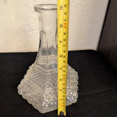 Vintage Pressed Glass Decanter Bottle with Diamond Pattern