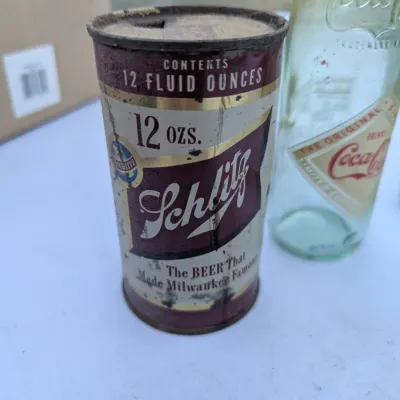 Vintage Dale Earnhardt Sun-Drop Bottles, Coca-Cola Bottles & Schlitz Can